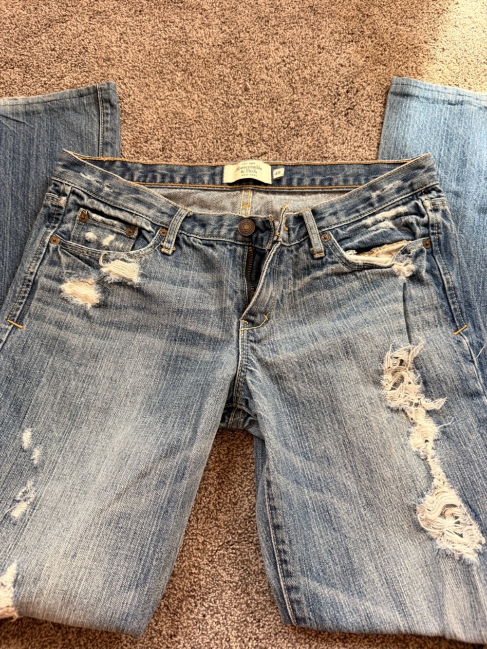 Abercrombie & Fitch Light Blue Distressed Flare Jeans